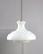 Mid-Century Pendant Lamp in White Glass and Brass 1