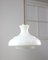 Mid-Century Pendant Lamp in White Glass and Brass, Image 11