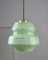 Mid-Century Pendant Lamp in Green Glass and Brass 8