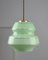 Mid-Century Pendant Lamp in Green Glass and Brass, Image 8