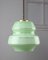 Mid-Century Pendant Lamp in Green Glass and Brass 1