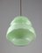 Mid-Century Pendant Lamp in Green Glass and Brass 12