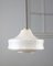 Mid-Century Pendant Lamp in White Glass and Brass 6