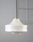Mid-Century Pendant Lamp in White Glass and Brass, Image 6