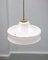 Mid-Century Pendant Lamp in White Glass and Brass 5