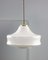 Mid-Century Pendant Lamp in White Glass and Brass 4
