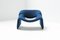 F598 Stuhl mit blauem Stoffbezug von Pierre Paulin für Artifort 13