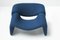 F598 Stuhl mit blauem Stoffbezug von Pierre Paulin für Artifort 9