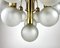 Vintage Gilt Brass and Frosted Glass Chandelier 7