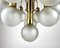 Vintage Gilt Brass and Frosted Glass Chandelier, Image 7