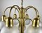 Vintage Gilt Brass and Frosted Glass Chandelier 4