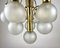 Vintage Gilt Brass and Frosted Glass Chandelier 9