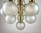 Vintage Gilt Brass and Frosted Glass Chandelier, Image 9