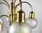 Vintage Gilt Brass and Frosted Glass Chandelier 6