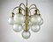 Vintage Gilt Brass and Frosted Glass Chandelier 3