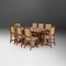 Art Deco Dining Room Charis in Oak and Leather, 1940s, Set of 8 8