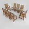 Art Deco Dining Room Charis in Oak and Leather, 1940s, Set of 8 1