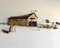 Artisanal Wall Sculpture in Forged Brass Depicting Country Barn with Bridge & Row Boat by Curtis Jere, USA, 1970s 1