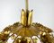 Lámpara de araña colgante con flores de metal dorado, Bélgica, años 70, Immagine 7