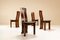 Dining Chairs in Walnut and Leather in the Style of Scarpa, Italy, 1970s, Set of 4, Image 1