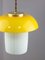 Lampe à Suspension Champignon Mid-Century en Verre Jaune et Laiton 11