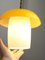 Lampe à Suspension Champignon Mid-Century en Verre Jaune et Laiton 5