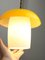 Mid-Century Mushroom Hängelampe aus gelbem Glas und Messing 5