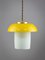 Mid-Century Mushroom Pendant Lamp in Yellow Glass and Brass 10
