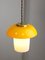 Lampada a sospensione Mid-Century in vetro giallo e ottone, Immagine 3