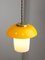 Mid-Century Mushroom Pendant Lamp in Yellow Glass and Brass 3