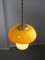 Mid-Century Mushroom Pendant Lamp in Yellow Glass and Brass 9
