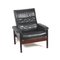 Black Leather Armchair with Wooden Frame, 1960s 7