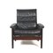 Black Leather Armchair with Wooden Frame, 1960s 6