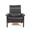 Black Leather Armchair with Wooden Frame, 1960s, Image 6