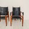 Safari Armchairs in Black Leather and Oak by Wilhelm Kienzle for Living Needs, 1950s, Set of 2 11