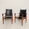Safari Armchairs in Black Leather and Oak by Wilhelm Kienzle for Living Needs, 1950s, Set of 2 7
