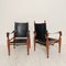 Safari Armchairs in Black Leather and Oak by Wilhelm Kienzle for Living Needs, 1950s, Set of 2 4