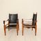 Safari Armchairs in Black Leather and Oak by Wilhelm Kienzle for Living Needs, 1950s, Set of 2 5