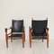 Safari Armchairs in Black Leather and Oak by Wilhelm Kienzle for Living Needs, 1950s, Set of 2 10