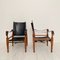 Safari Armchairs in Black Leather and Oak by Wilhelm Kienzle for Living Needs, 1950s, Set of 2 6