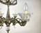 Lámpara de araña Frencg vintage de cristal y latón con seis cuernos, años 50, Imagen 8