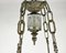 Lámpara de araña Frencg vintage de cristal y latón con seis cuernos, años 50, Imagen 9