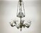 Lámpara de araña Frencg vintage de cristal y latón con seis cuernos, años 50, Imagen 1