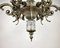 Lámpara de araña Frencg vintage de cristal y latón con seis cuernos, años 50, Imagen 6