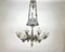 Lámpara de araña Frencg vintage de cristal y latón con seis cuernos, años 50, Imagen 2