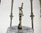 Lámpara de araña Frencg vintage de cristal y latón con seis cuernos, años 50, Imagen 4