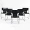 Black Leather Chairs by Carlo Bartoli, 1970s, Set of 5 1
