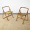Italian Folding Chairs in Bamboo with Hinges and Brass Rods, 1960s, Set of 2 1