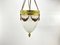 French Hanging Lantern in Crystal and Brass, 1950s 4