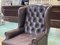 Chesterfield Wing Chair in Brown Leather, 1990s 5